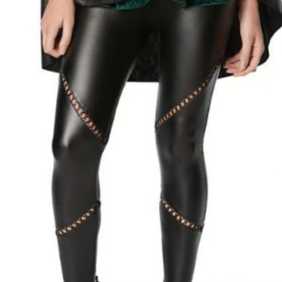 Spirit Halloween Black Leather Faux Pants Adult Costume Sz Large Homecoming NEW - Picture 4 of 6